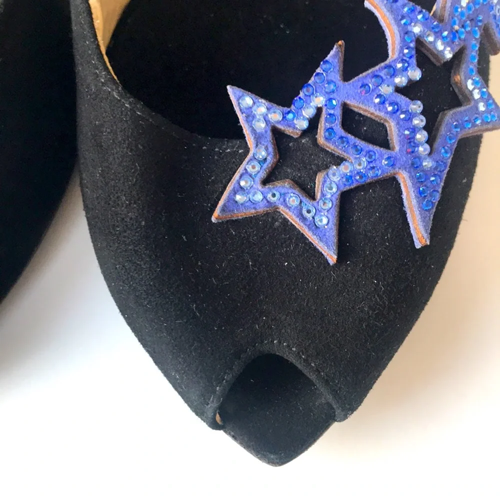 Fabi Italian black suede peep toe heels, size 37.5/6.5, unworn - Picture 11 of 15